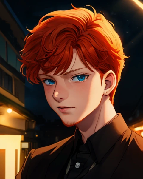 (80s anime style) (<lora:dg_Finn:1> dg_Finn, ginger facial stubble, 18yo) <lora:Gloomifier_V2_TheGlow:0.61>, masculine colors, (Anime artwork :1.3), Anime style, key visual, vibrant, studio anime, highly detailed, cinematic lighting, (large format photography:1.3), upper body view, (masterpiece, best quality, absurdres, detailed, ultra-detailed:1.3)