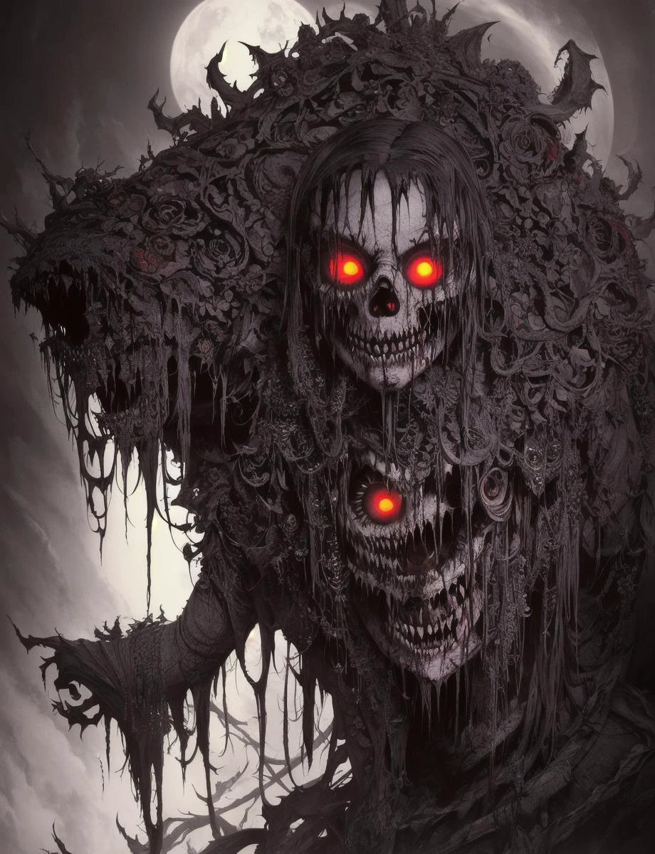 Horrifying dark art, portrait full face painting of a rotting, creepy, scary zombie, halloween ultra realistic, concept art, intricate details, eerie, highly detailed, photorealistic, octane render, 8 k, unreal engine. art by artgerm and greg rutkowski and alphonse mucha, filipe pagliuso and justin gerard, fantasy, highly detailed, realistic, intricate, glowing eyes, the void, terrifying darkness, absolute nothingness, by keith thompson and neil blevins, digital horror artwork, 8k zombie halloween theme