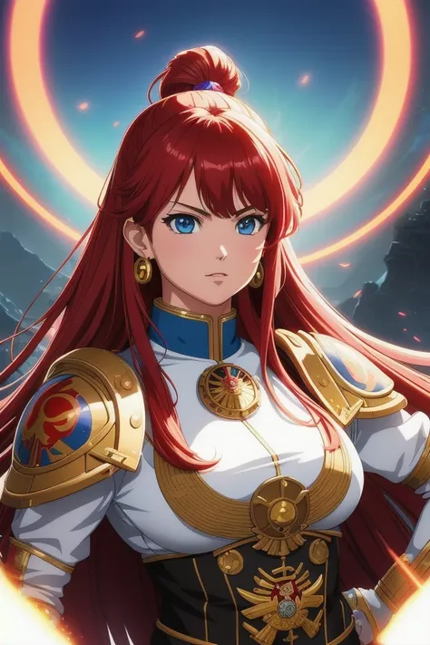 (80s anime style), masterpiece, best quality, 1girl 2d anime manga, Rafael correa delgado as a Warhammer 40k Battle brother, half body portrait, fantasy, intricate, elegant, perfect eyes, both eyes are the same, Global illumination, soft light, dream light, digital painting, artstation, concept art, smooth, sharp focus, illustration, extremely detailed CGI anime, hd, 2k, 4k background, art by artgerm and greg rutkowski and alphonse mucha, 8k