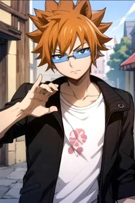 masterpiece, best quality, sketch, 1boy, solo, male focus, looking at viewer, , depth of field, , , <lora:loki_fairy_tail:0.74>, loki_fairy_tail, orange hair, black eyes, glasses, spiked hair, , The Island of Dreams: A place where all your deepest desires come true,