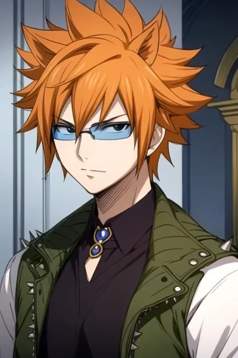 masterpiece, best quality, wallpaper, 1boy, solo, male focus, looking at viewer, , depth of field, , realistic, <lora:loki_fairy_tail:0.70>, loki_fairy_tail, orange hair, black eyes, , spiked hair, , , High definition