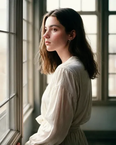 a handsome man standing in front of a window, perfect skin, masterpiece, best quality, (extremely detailed CG unity 8k wallpaper), highres, Sharp focus, hdr, 8k, Cannon EOS 5D Mark III, 85mm, Cinematic, (symmetry:1.38), Amazing photography, dynamic compositon, 85mm, CineStill 800T, film photo, flowing, elegant, realistic portrait, soft natural lighting, intimate composition, Cinestill 800T, perfect, absurdres, broad light, Sharp focus, high quality, <lora:add_detail:0.5>