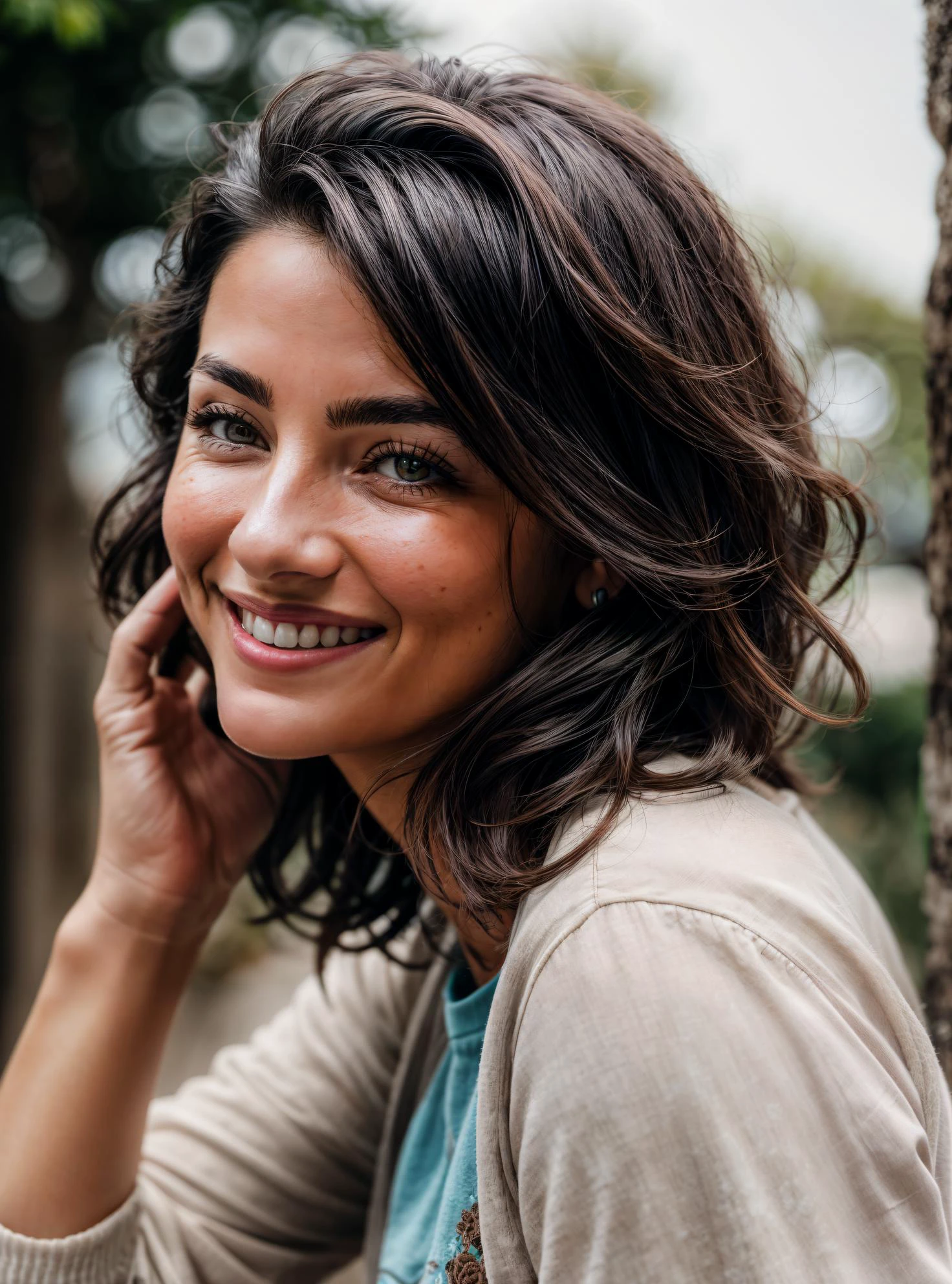 RAW photo of Isaura Ojeda in casual clothes, little smile, (high detailed skin:1.2), small details, photorealistic, ultra-realistic photo, 8k uhd, dslr, soft lighting, high quality, film grain, Fujifilm XT3, (masterpiece) <lora:add_detail:1>