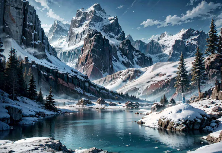 fantasy landscape, mountains, trees, river,skies, more details,
snow_queen_elsa figure in the distance, from behind,
<lora:details_more_details_butterfly:0.5>, <lora:snow_queen_elsa:0.3>
