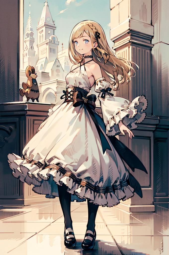 Anime girl in white dress standing in front of a window - SeaArt AI
