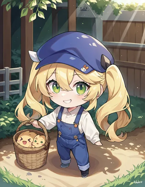 score_9, score_8_up, score_7_up, source_anime, (chibi:1.1),
1girl, dokibrd, holding basket, basket of tomatos, farmer, farm,
sunlight, smile, looking at viewer, blue overalls, collared shirt, dragoon
<lora:char_dokibird-pony-v1.6:1>