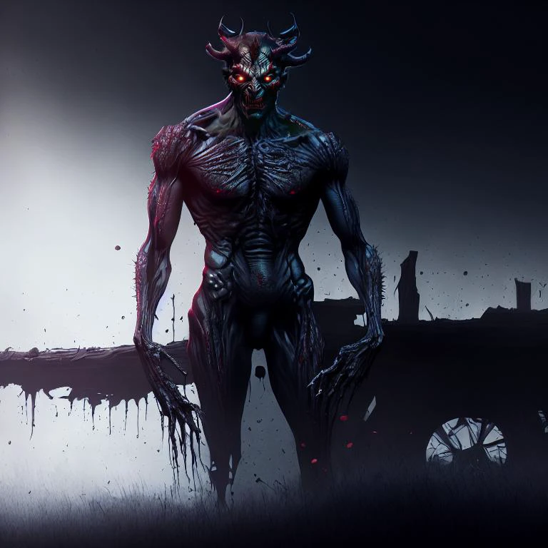 ((full body)), (demon), ripped body, Horror movie, highly detailed, illustration, digital art, hd, 8k, soft lighting, dark, details, ultrarealistic