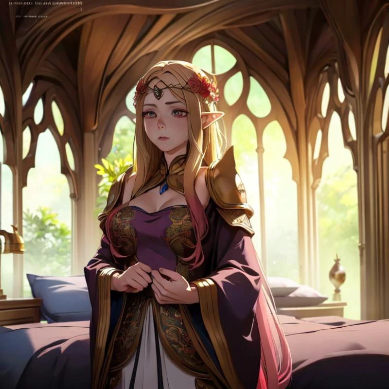 realistic analog photo, award winning photo,
<lora:Marin:0.8> 1girl, kitagawa marin, long_hair, blonde_hair, bangs, red_eyes, medium_breasts, parted_lips, gradient_hair, multicolored_hair, pink_hair,
pouting, tired, exhausted,
<lora:elf_4LYCO-32NAI:0.75> elf, priestess, flowing robe with intricate embroidery, leaf circlet,
<lora:undressing:0.8> (undressing:1.2), opening blouse,
nighttime, midnight, crescent moon, starfilled nightsky
<lora:ElvenInterior:1.0> elfint, bedroom, woodframe bed, nightstands, cupboard, tree arch walls, lit oil lamp,
ambient light, ,
high-quality, crisp, sharp, professional-grade, high-resolution, fine detail, accurate colors, low noise, fast shutter speed, wide dynamic range, precise focus, RAW, highres, 8k, uhd, High Dynamic Range, tonemapping, crisp details,
