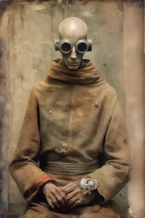 <lora:Santiago Caruso Style:1>Santiago Caruso Style - cyborg monk, in the style of Miroslav Tichy