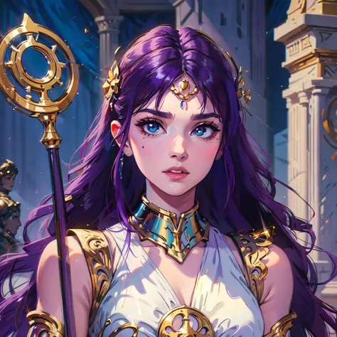 <lora:è§è²LoRAï¼shazhi:1>,1girl,full body,curvy,blue eyes,fair_skin,oval face,perfect face,edgFD,wearing edgFD,fantasy_dress,purple hair,staff,holding,athena glory,greek mythology,greco-roman architecture,
(masterpiece:1,2),best quality,masterpiece,highres,original,extremely detailed wallpaper,perfect lighting,(extremely detailed CG:1.2),