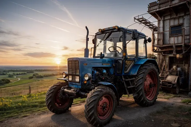 photo RAW,(a tractor parked on A 1920s speakeasy with a jazz band and flapper dresses,sunset,  <lora:mtz82v2:0.65>,(hdr),vivid colors,), masterpiece, award winning photography, natural light, perfect composition, high detail, hyper realistic, realistic, detailed, balanced, by Trey Ratcliff, Klaus Herrmann, Serge Ramelli, Jimmy McIntyre, Elia Locardi