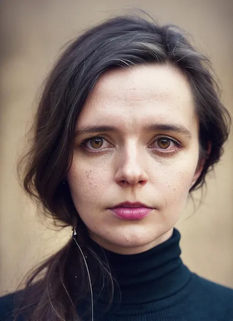 A stunning intricate full color portrait of (sks woman:1), wearing a black turtleneck, epic character composition, by ilya kuvshinov, alessio albi, nina masic, sharp focus, natural lighting, subsurface scattering, f2, 35mm, film grain, <lora:locon_klaudia_v1_from_v1_64_32:1.3>