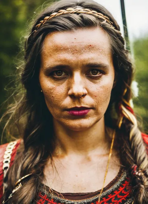 analog style, modelshoot style, A stunning intricate full color portrait of (35 years old sks woman:1) as (viking warrior), (barbarian), epic character composition, by ilya kuvshinov, alessio albi, nina masic, sharp focus, natural lighting, subsurface scattering, f2, 35mm, film grain, <lora:locon_klaudia_v1_from_v1_64_32:1.3>