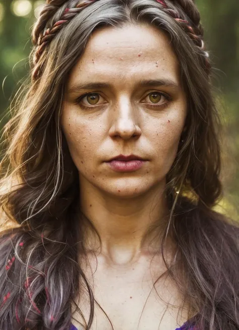 A stunning intricate full color portrait of (35 years old sks woman:1) as (viking warrior), (barbarian), epic character composition, by ilya kuvshinov, alessio albi, nina masic, sharp focus, natural lighting, subsurface scattering, f2, 35mm, film grain, <lora:locon_klaudia_v1_from_v1_64_32:1.3>
