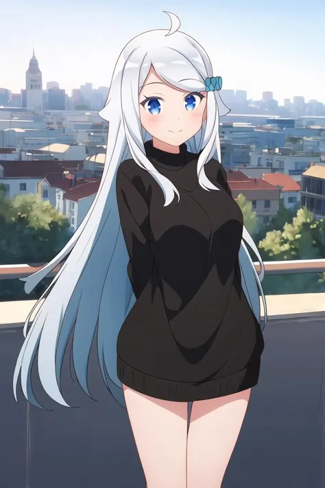 (masterpiece:1.4、top-quality、illustration)、(character focus、,cowboy shot:1.3)、(from below:1.4),(1girl),(grin:1.3),(Beautiful eyes:1.4),cute face,blue eyes、(tareme:1.3)、(cat ears,cat tails),
),(squatting:1.4),、(hand on own hip:1.4)
(blue grey hair),(long hair:1.5)、
,(meadow:1.3),(sleeveless turtleneck dress:1.5),
(blunt bangs),(sidelocks:1.3), (small breasts)、
、slender、