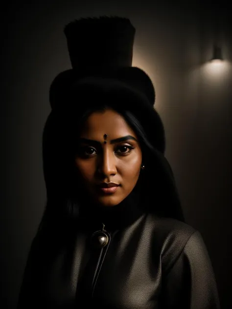 photograph, Nostalgic lighting, flat lighting, F/1.8, Hesitant Surreal Ecuadorian portrait, wearing [Giant:Injured:15] Mughal [Aluminum:Alabaster:15] Charcoal [Chesterfield coat:Maxi skirt and tank top:5], 35mm, soft lighting, Light caustics