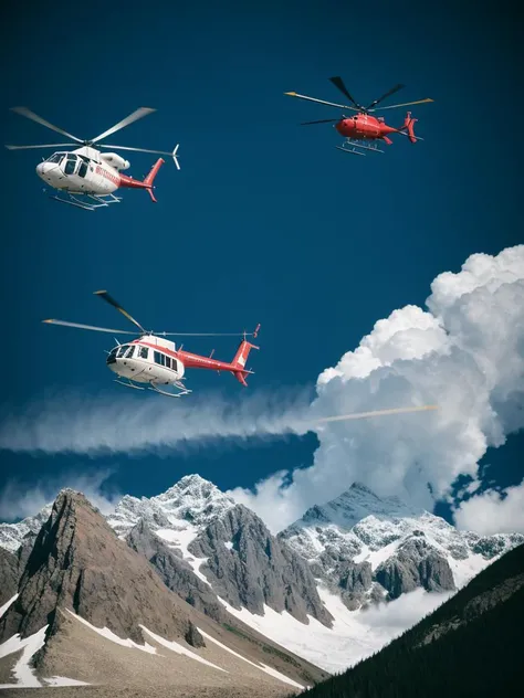 mundane photograph, Fujicolor, 1970'S fantasy landscape and Helicopter, 35mm, Nikon d3300, 800mm lens, Low shutter, four colors,  <Stoked-Reality-LORA-v1-0:1.2>