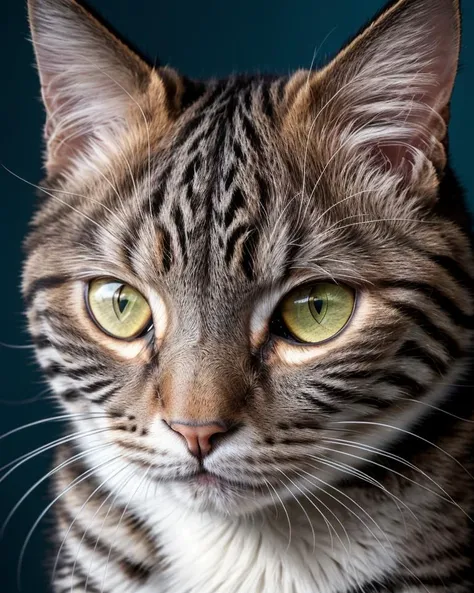 1cat, stock photo, sharply focused, 8k, studio lighting, vibrant colours, Nikon 50mm lens, f2.8, gallery quality