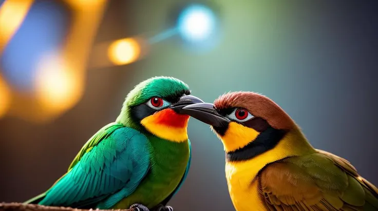 an concept art of alchemic element - European Bee-eater (Merops apiaster): A vibrantly colored bird with a golden-yellow throat and belly, turquoise wings, and a reddish-brown back. The long, pointed bill aids in catching flying insects. In this enchanting scene, the camera floats gracefully just inches away from the subject, immersing us in a world of intricate details and captivating magic. The soft glow of a mystical light source casts a mesmerizing aura, gently caressing every curve and edge, illuminating the scene with an ethereal radiance., in nature habitat, rim lights, digital art, focus on subject, duch angle, clsoe shot, closeup, masterpiece, ultrasharp, intricated details