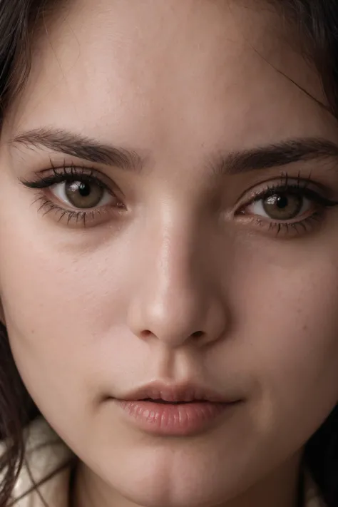 photograph, stylized by Grete Stern, portrait, close up of a Psychotic Loving Rehema of Peace, Anime screencap, Nikon d850, 50mm, realism, close-up, anime style