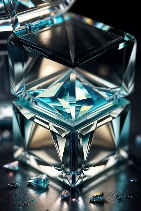 art by Erin Hanson a profesional photo of gem stone, focus on details and material Aquamarine, Delicate crystals that sparkle and catch the light, creating a mesmerizing display, inside (( Acrylic gem box )) close up, macro photography on balck velwet background,8k, ultrasharp, ultradetailed, perfect quality, masterpiece, intricated details, ultra clear, <lora:add_detail:0.7>, <hypernet:sxzBloom_sxzBloom:0.3>, vivid colors wallpaper <lora:ral-melting:0.57> ral-melting no humans