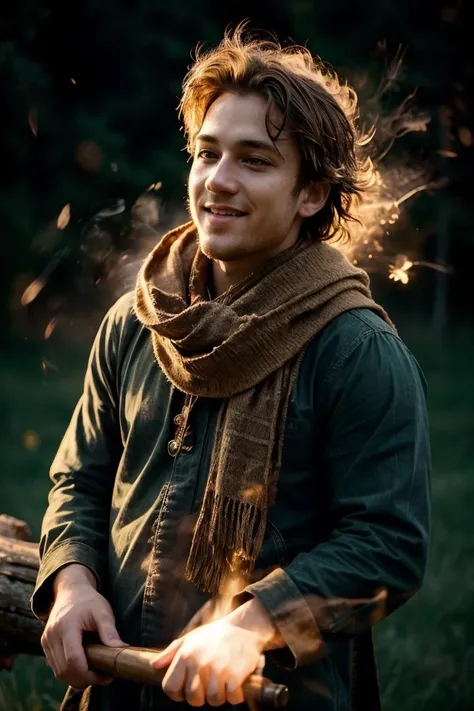 a profesional picture of 1man  Jasper "Sunforged": Golden hair, kissed by the warmth of a thousand suns, flows around his face, radiating an inner light that melts away shadows and doubt. His eyes, the color of a summer sky, sparkle with unwavering optimism, a beacon of hope even in the darkest of times. His smile, genuine and infectious, could melt the frost from a winter's heart. He carries a weathered lute slung across his back, its wood worn smooth by countless stories sung and spirits lifted. Its melodies, imbued with the warmth of the sun and the joy of life, inspire courage in the faint of heart and remind even the weariest soul of the beauty that still exists in the world. BREAK, realistic, perfect quality, best quality, ultrasharp, ultradetailed, perfect quality, masterpiece, intricated details, <lora:add_detail:0.4>, punk, <hypernet:sxzBloom_sxzBloom:0.3>,  <lora:splashes_v.1.1:0.5> Splash, splashes, splashing, explosion, exploding <lora:Smoke:0.3> smoke, smokkk, colorfull cyan, hotify, vivid colors