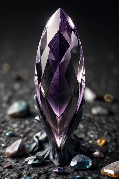 art by Camille Walal   a profesional photo of gem stone, focus on details and material  Wyvern's Scale Amethyst: A deep purple gemstone with a hint of iridescence, believed to be the scales of a wyvern transformed into stone.   close up, macro photography  on balck velwet background,8k, ultrasharp, ultradetailed, perfect quality, masterpiece, intricated details, ultra clear,  <lora:add_detail:0.7>, <hypernet:sxzBloom_sxzBloom:0.3>, vivid colors wallpaper   <lora:ral-toothp:0.42> ral-toothp  no humans