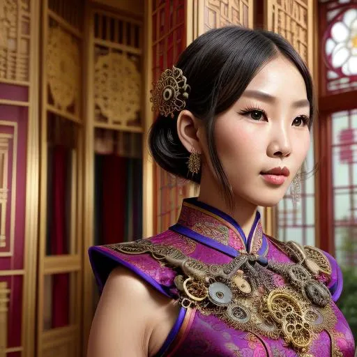 Miao / Hmong (China, Southeast Asia) masterpiece, off center infinite kaleidoscopic effect, Purple Spandex qipao, perfect face, with an intricate french palace background including the garden, 1girl, masterpiece, perfect face, steampunk miniskirt , ((really intricate steampunk background)), masterpiece, ultra realist, really intricate details red dress , really intricate background, , masterpiece, ultra realist, really intricate details red dress , really intricate background<lora:add_detail:0.7>