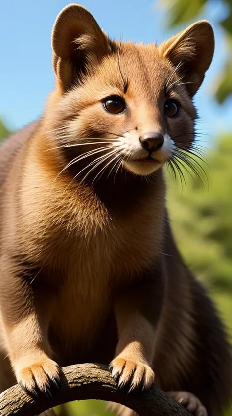 an concept art of alchemic element - European Stone Marten (Martes foina): A captivating carnivorous mammal with a slender body and rich, brown fur. The white throat patch adds a distinctive touch, enhancing its elegant appearance. The large, expressive eyes convey a sense of curiosity and intelligence, while the lithe body and sharp claws make it an excellent climber and predator. The subject stands proudly as the center of attention, bathed in the tender glow. The light plays with shadows, creating a dance of artistry on its surface, emphasizing even the tiniest nuances that make it unique. A halo of brilliance surrounds the subject, enhancing its elegance and evoking a sense of wonder and mystery., in nature habitat, rim lights, digital art, focus on subject, duch angle, clsoe shot, closeup, masterpiece, ultrasharp, intricated details