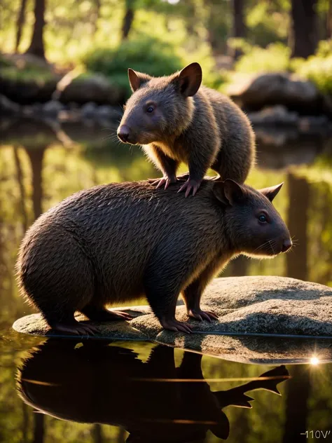 photograph, Reflected light, 35mm, [Abrasive:Grotesque:17] Wombat,  <Stoked-Reality-LORA-v1-0:1.2>