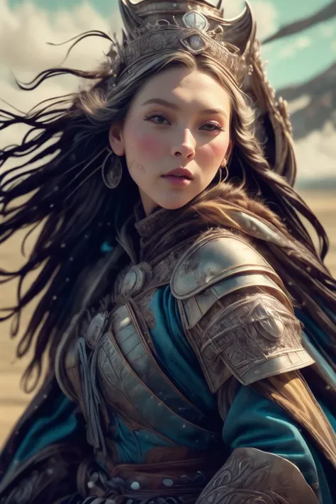 a profestional picutre of emb-jordyn , with Hourglass-Slim - A curvy figure with a lean and toned physique. , 1girl, hailoknight, holding weapon, full armor, helmet, breastplate, knight <lora:hailoknightV2E12:0.7> cape shoulder armor, holding weapon, <lora:MongolPunkAI:1.2> mongolpunkai Jester's Jest: Behavior: The character mimics a noble's exaggerated mannerisms, her movements a parody of regal behavior. Her pose captures the spirit of satire and playful mockery., , camera angle from side and portrait, photorealism,unreal 5 daz,perfectly drawed hands,perfectly drawed face,perfect body,extremely detailed artgerm greg rutkowski greg,((ultrasharp)),((masterpiece)),((best quality)),((ultradetailed)),((intricated details)),ultradetailed character,detailed face,intricated face details,<lyco:GoodHands-beta2:1>,extremaly detailed background,perfectly detailed face,character focus,intricated details of face,fFaceDetail <lora:add_detail:0.7> ultra realistic,32k,RAW photo,(high detailed skin:1.2),8k uhd,dslr,soft lighting,high quality,film grain, beautiful and aesthetic,extremely detailed <hypernet:sxzBloom_sxzBloom:1>,8k, extremely_clear,