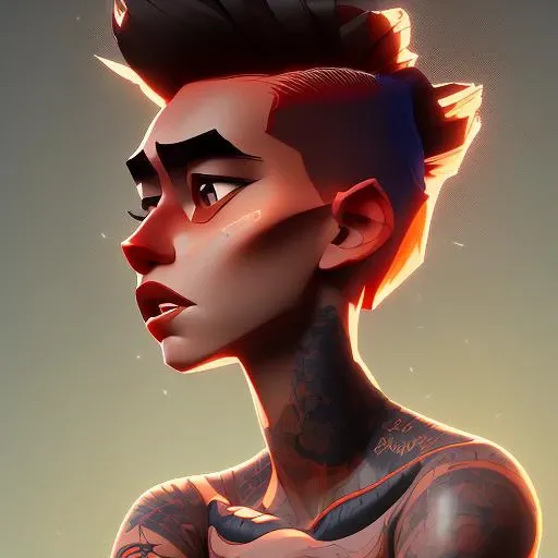 narrative realism full body portrait of a mighty, scraggy, Bored barber woman, Informative, :|, with brown undercut wearing bustier , digital art, trending on artstation, highly detailed, fine detail, intricate, outrun, vaporware