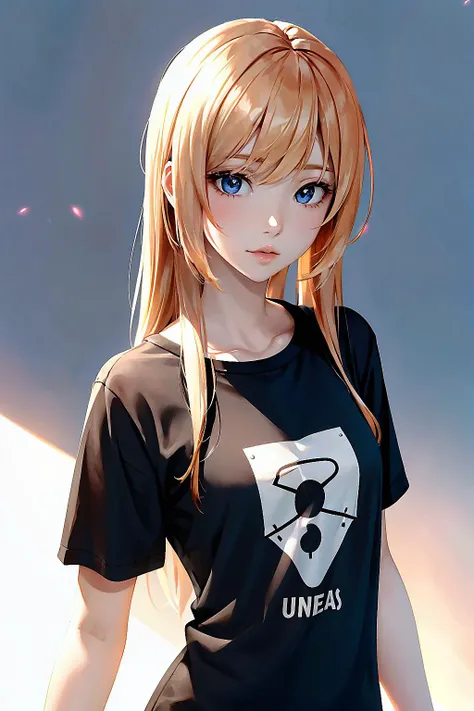 (anime), 1girl, slender, simple background, look at viewer, shirt,