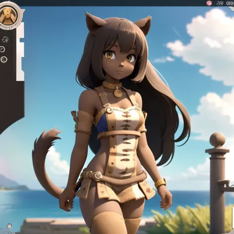 <lora:wakfu-eca> beautiful female catgirl, masterpiece, high detail