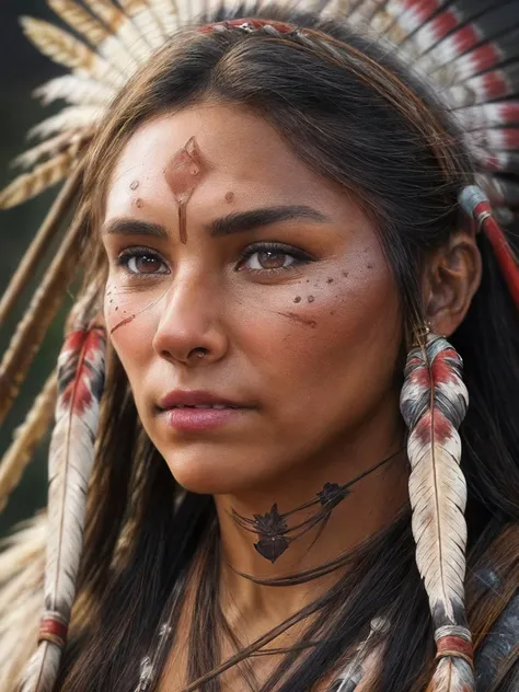 (((ultra realistic))), ((ultra-detailed face and eyes: 1.3)) ,(native girl), with very long thick hair, (feathers in hair), ((few clothes)) , ((indigenous clothing)) , slender body, (wet skin and clothes) , Near the waterfall, rain, mysterious atmosphere (sunlight, day, shadow), contrasting, ((ultra-detailed)), ((Skin detailing)), (scene from a movie about ancient people), (in detail) 
