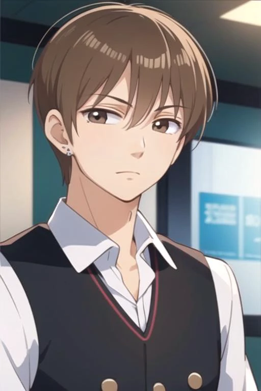masterpiece, best quality, game cg, 1boy, solo, male focus, looking at viewer, , , , , <lora:haruka_fukagawa:0.74>, haruka_fukagawa, brown hair, brown eyes, , ,