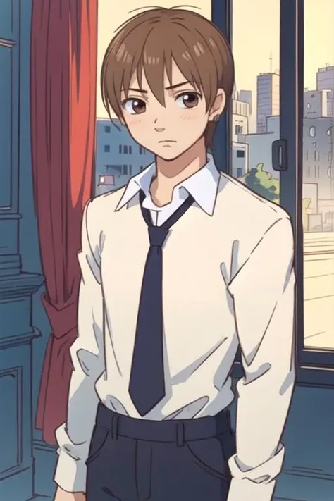 masterpiece, best quality, sketch, 1boy, solo, male focus, looking at viewer, , , anime coloring, , <lora:haruka_fukagawa:0.68>, haruka_fukagawa, brown hair, brown eyes, , , HDR