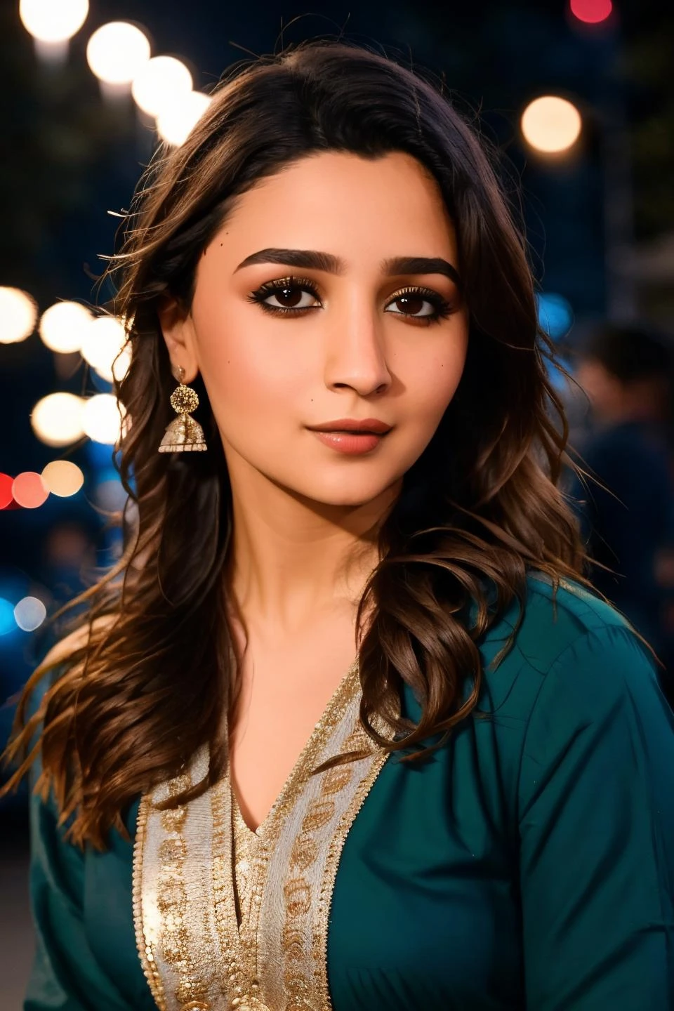 instagram photo, closeup face photo of woman aliab in anars, beautiful face, makeup, night city street, bokeh, motion blur, <lora:aliab:1> <lora:anars:1>