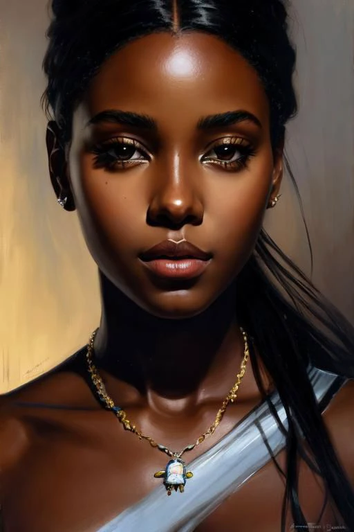 Close-up portrait, stylized drawing by Greg Rutkowski, Giovanni Boldini, Gabriele Dell'otto, "Very beautiful", face of a dark-skinned girl graffiti Beautiful orchids. illustrated in the style of artists such as Giovanni Boldini, WLOP at Studio Ghibli Genshin.