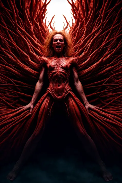 a wide angle detailed bizarre photo, (Masterpiece, UHD, 8k, 4k:1.3),
a psychotic fantasy, disturbing nightmares of visceral terror, hallucinatory demonic dynamism, soul flayed by fear, feminine insecurity, dancing along the edge of insanity, erotic horror and suffering, beautiful agony,
<lora:more_details:0.5>