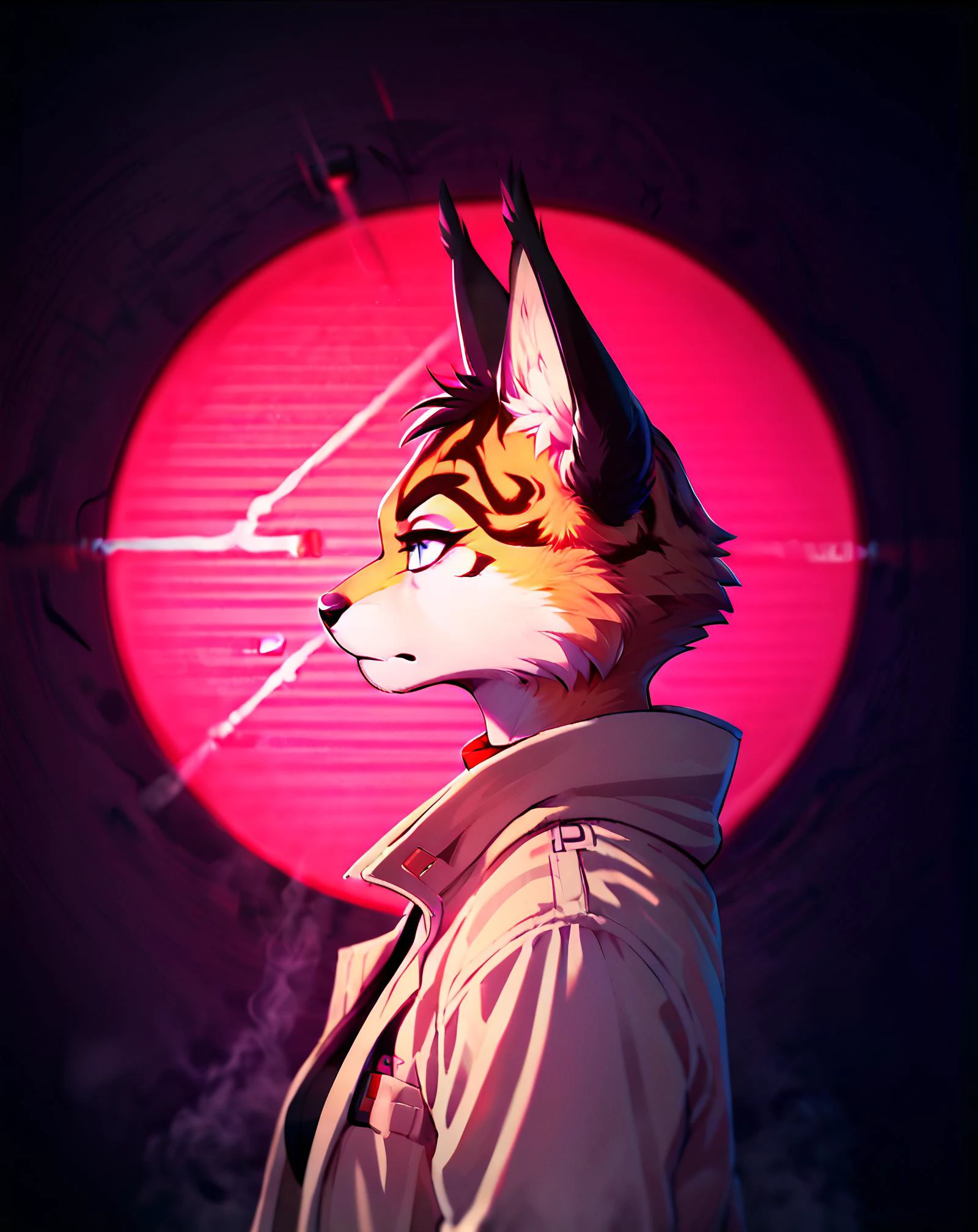 score_9, score_8_up, score_7_up, score_6_up, source furry, 1girl, female, solo, miyu, furry, space pilot suit, ,beige trench coat, serious, walking, side view, raining, noir film, neon lights, 43stl1ght1ng, low light, darkness, dramatic lighting, eye lighting, black room:1.2, smoke, <lora:43stl1ght1ngXLP2:1.2> <lora:Miyu_Swift_v2:1>, ZPDXL
