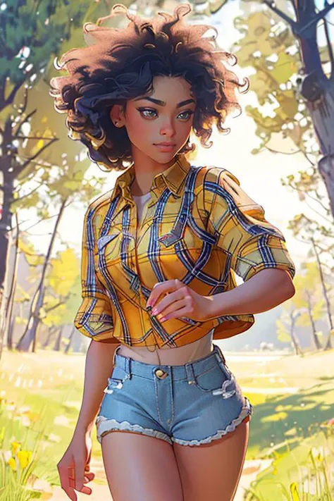 DEN_cocofreda_OF,
(walking through a tallgrass meadow wearing (Jean shorts:1.3) and (plaid shirt:1.3), meadow, wild, overgrown, walking,:1.2),
bokeh, f1.4, 40mm, photorealistic, raw, 8k, textured skin, skin pores, intricate details <lora:epi_noiseoffset2:1>, epiCRealism <lora:ClothingAdjuster3:-1>