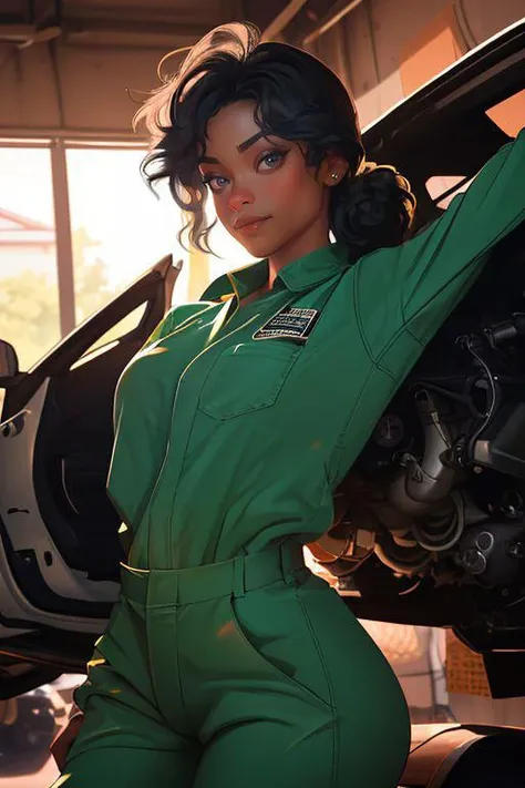 DEN_cocofreda_OF,
(working in a garage on a mustang car engine covered in oil and dirt wearing a dirty jumpsuit, mechanic, working on a car, engine:1.2),
bokeh, f1.4, 40mm, photorealistic, raw, 8k, textured skin, skin pores, intricate details <lora:epi_noiseoffset2:1>, epiCRealism <lora:ClothingAdjuster3:-1>