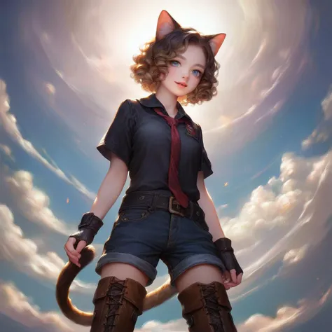 score_9,score_8_up,score_7_up,score_6_up,
Cute cat in full attire including black shirt,tie,and flipped hair,adorned in camouflage texture boots,anime-style character,standing against a panoramic background,soft shading,detailed fur texture,playful demeanor visible in expression,wearing accessories subtly,boots blending with an expansive nature setting,ambient lighting casting gentle shadows,ultra-fine digital painting,wide-angle perspective,high-definition,