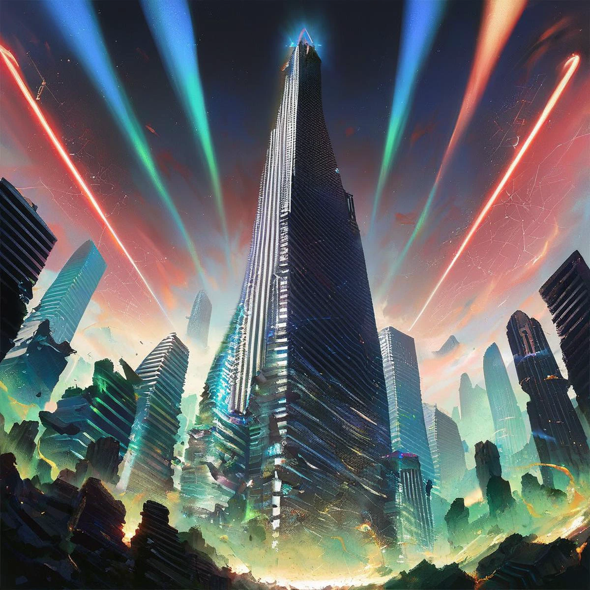 Score_9,score_8_up,score_7_up,aurora,radiation,solo,no humans,foge,ha_ze,motion blur,blurry,city,(from below),dreepy,dark,<lora:Horror_The_Mist:0.8>,Anti-gravity, debris floats up,black hole,fractal art,