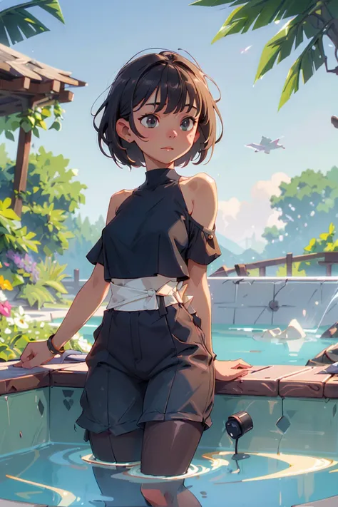 CR1.3, nsfw , photo of 21 years old busty girl, dark brown skin  , Athletic body Layered haircut haircut, 1girl, (Shoulder forward pose jumping:1.2), (Olive suede Cropped pants, Navy ripped Peasant Top:1.2), (at thermal bath night, relaxing spa, warm waters, tranquility:1.3) , RAW photo, high quality, 35mm photograph, film grain, bokeh, professional, 4k, highly detailed, golden hour, prime lens, manual focus, tripod, polarizer filter, long exposure, high dynamic range (hdr), color grading, depth of field, bracketing, manual settings, filters, composition rules, high-resolution sensor, image stabilization, remote shutter release, lens quality, color depth, calibrated monitor, advanced post-processing <lora:nsfw0.3:0.75> <lora:epiCRealismHelper:0.15> <lora:epiCRealLife:0.3> <lora:more_details:0.5>