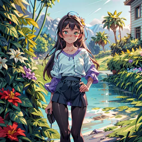 photo of 18yo girl, nsfw, (Mint satin sport outfit with pantyhose:1.2), perfect iris, long hair, 1girl, solo, (caring herself:1.1) , (background in a valley with flowers and a dense mist:1.3), bokeh, RAW photo, high quality, 35mm photograph, film grain, bokeh, professional, 4k, highly detailed, prime lens, manual focus, polarizer filter, long exposure, color grading, depth of field, bracketing, manual settings, filters, composition rules, highly detailed cloth, perfect ligh filtering, high-resolution sensor, image stabilization, remote shutter release, lens quality, color depth, calibrated monitor, advanced post-processing, (film grain:1.1), (Bokeh effect), vivid colors. <lora:nsfw0.3.5:0.5> <lora:more_details:0.75> <lora:add_detail:0.5> <lora:perfecteyes:0.2>