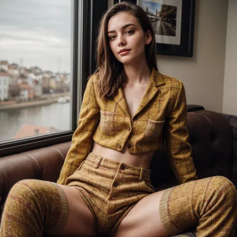nsfw, photo of 20yo, 1girl, solo, (Mustard tweed partywear outfit:1.3), bokeh, RAW photo, high quality, 35mm photograph, film grain, bokeh, professional, 4k, highly detailed, prime lens, manual focus, polarizer filter, long exposure, color grading, depth of field, bracketing, manual settings, filters, composition rules, high-resolution sensor, image stabilization, remote shutter release, lens quality, color depth, calibrated monitor, advanced post-processing. <lora:nsfw0.3.5:0.25> <lora:more_details:0.5> <lora:add_detail:0.3>