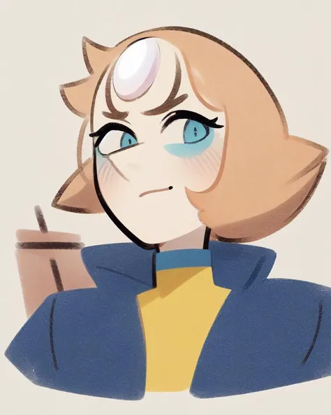 <lora:Pearl_char:0.8> sassy pearl_char, orange pink hair 1girl portrait wearing a collared tight vault blue jumpsuit with yellow choker <lora:shilhps:0.45>, simple concrete background, (best quality:1.1) (masterpiece:1.1)