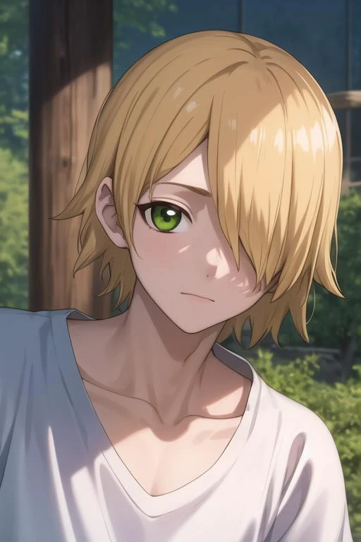masterpiece, best quality, high quality, 1boy, solo, male focus, looking at viewer, upper body, <lora:ginro:0.76>, ginro, blonde hair, <lora:animemix_v3_offset:0.75>